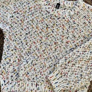 EUC Women’s Pullover Sweater, White With Multico Specks